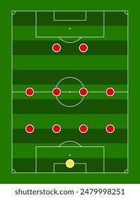 The 4-4-2 Formation. Football team formation. Soccer or football field