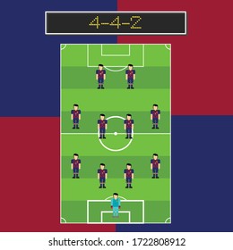 4-4-2 soccer formation with man player in pitch vector image