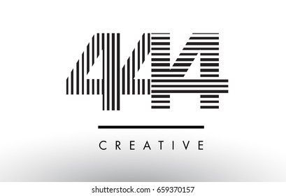 444 Black and White Number Logo Design with Vertical and Horizontal Lines.