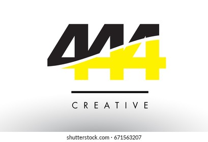 444 Black and Yellow Number Logo Design cut in half.