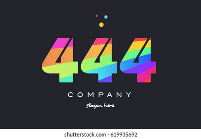 444 creative color green orange blue magenta pink number digit company logo vector icon spectrum