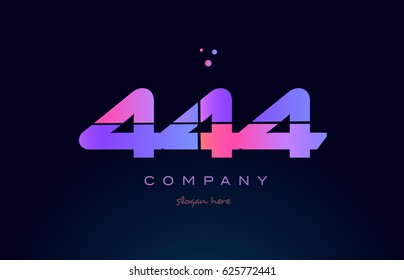 444 pink blue purple number digit numeral dots creative company logo vector icon design template