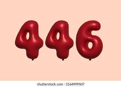 446 globo 3d con representación 3d de globo metálico realista. Globos 3D de helio rojo para la venta decoración Fiesta Cumpleaños, Celebración de Aniversario, Fiesta de la Boda. Ilustración del vector