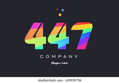 447 creative color green orange blue magenta pink number digit company logo vector icon spectrum