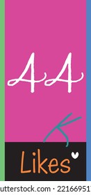 44K likes, social sites post, greeting card vector illustration on pink and black background