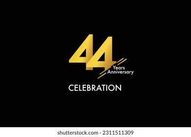 44th, 44 years, 44 year anniversary gold color on black background abstract style logotype. anniversary with gold color isolated on black background, vector design for celebration vector