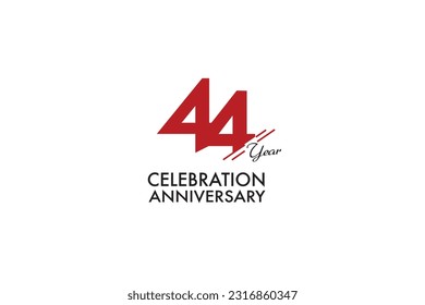3d illustration of red number 44 or Forty Four inner shadow