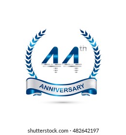 44th anniversary blue and silver colored with wreath and ribbon