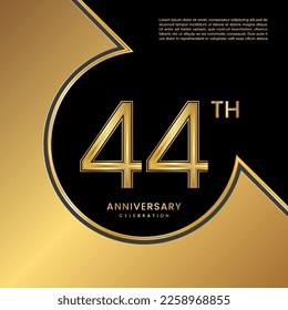 44th Anniversary Celebration. Logo design with gold color numbers for an anniversary celebration event. Logo Vector Templates