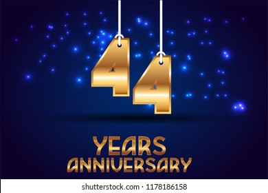 44th Anniversary gold numbers. background for anniversary