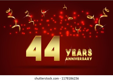 44th Anniversary gold numbers. background for anniversary