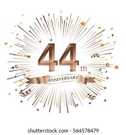 44th Anniversary greeting Card with Starburst. Vector illustration.