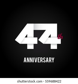 44th Anniversary  Logo Celebration, Flat Design Isolated on Black Background