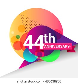 44th Anniversary logo, Colorful geometric background vector design template elements for your birthday celebration.