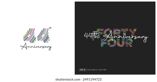 44th Anniversary Logo Design, Editable Vector Template.