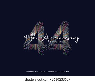 44th Anniversary Logo Design, Editable Vector Template.