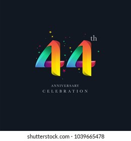 44th Anniversary Logo Design, Number 44 Icon Vector Template.