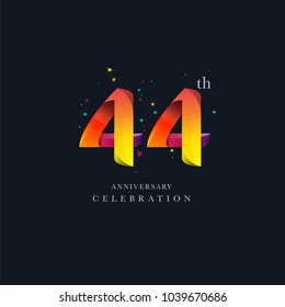 44th Anniversary Logo Design, Number 44 Icon Vector Template.