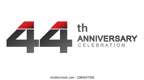 44th anniversary logo red and black design simple isolated on white background for anniversary celebration.
