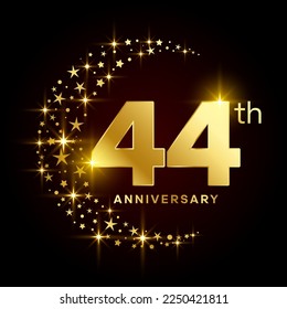 44th Anniversary Template Design Concept for Birthday Celebration Event. Logo Vector Template
