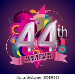 25th Years Greeting Card Anniversary Colorful Stock Vector (Royalty ...