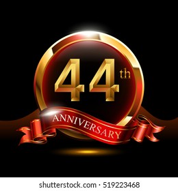44th golden anniversary logo. with ring and ribbon.