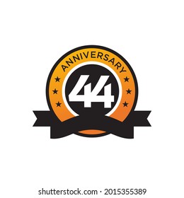 44th year anniversary logo design vector template