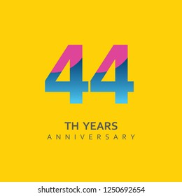 44th Year Anniversary Vector Template Design Illustration.