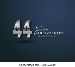 44th years anniversary celebration design with bold number shape silver color for special celebration event.