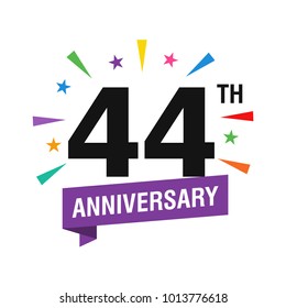 44th Years Anniversary Logo Design Vector. Modern Illustration