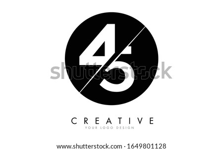 45 4 5 Number Logo Design with a Creative Cut and Black Circle Background. Creative logo design.