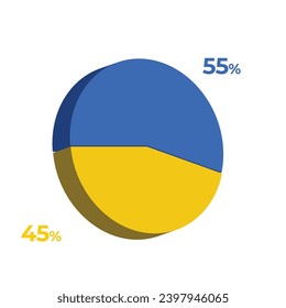 45 55 percentage 3d pie chart vector illustration eps