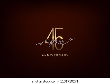 45 Anniversary elegant gold colored isolated on dark background, vector design for celebration, invitation and greeting card