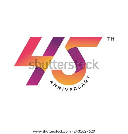 45 anniversary logo design. 45th anniversary gradient logo template, vector and illustration
