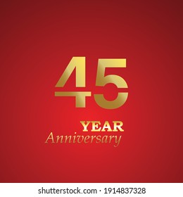 45 Anniversary Logo Vector Template Design Illustration gold and red