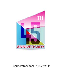 45 anniversary logotype design colorful geometric style fot use in party, birthday and celebration purpose. vector design isolated on white background