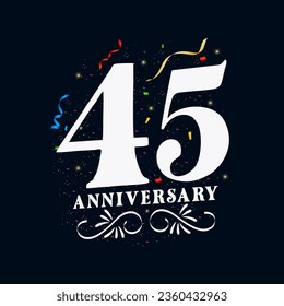 45 Anniversary luxurious Golden color 45 Years Anniversary Celebration Logo Design Template