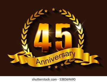 45 Anniversary Template Design45 Years Anniversaryvector Stock Vector ...