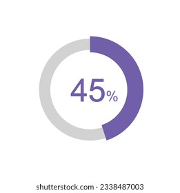 45% circle percentage diagrams, 45 Percentage ready to use for web design, infographic or business.
