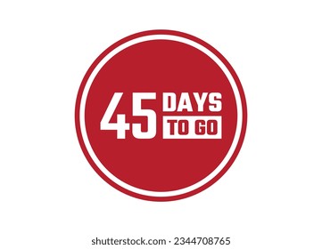 45 days to go red vector banner illustration isolated on white background