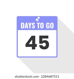 45 Days Left Countdown sales icon. 45 days left to go Promotional banner