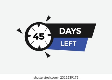 45 days left countdown template,45  day countdown left banner label button eps 45  
