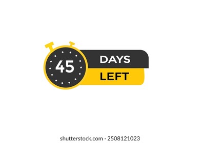 45 days left, icon, stile, timer, countdown, clock, time,  background, template, 45 days left, countdown, sticker, left banner, business, sale, label button
