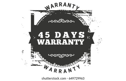 45 days warranty icon vector vintage grunge guarantee background