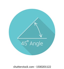 45 degree angle flat icon, isolated icon with angle symbol and text