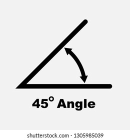 45 degree angle icon, isolated icon with angle symbol and text, vector illustration.