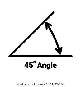 45 degree angle icon, isolated icon with angle symbol and text