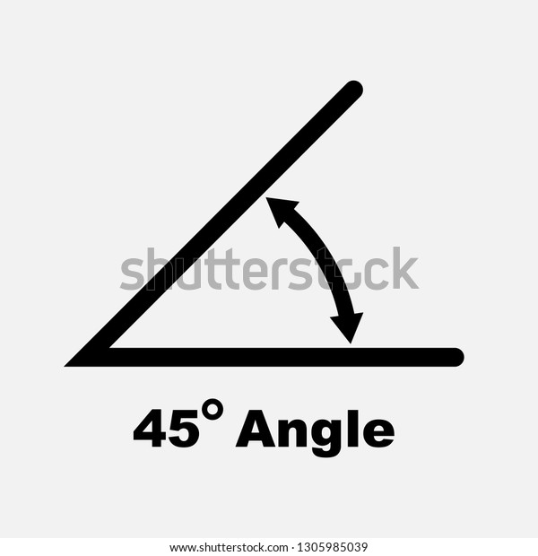 45 degree angle icon, isolated icon with\
angle symbol and text, vector\
illustration.