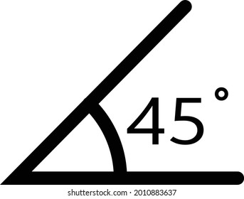 45 Grad Winkelsymbol auf weißem Hintergrund. Winkelmesszeichen. Winkelsymbol. Flachstil.