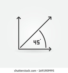 45 Degree Angle outline vector concept icon or logo element 